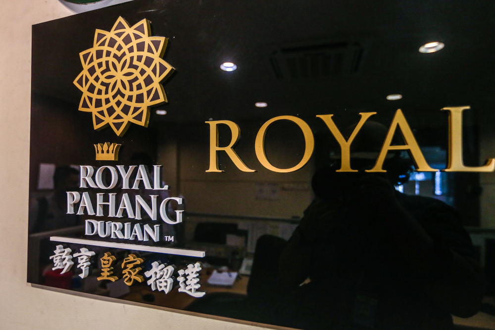 General view of Royal Pahang Durian logo August 21, 2020. — Picture by Firdaus Latif