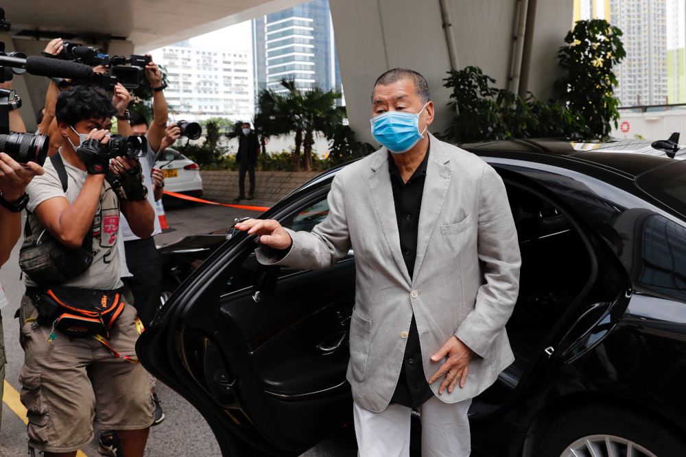 Media mogul Jimmy Lai Chee-ying, founder of Apple Daily arrives West Kowloon Magistratesu00e2u20acu2122 Courts to facing a criminal intimidation charge in Hong Kong, China August 28, 2020. u00e2u20acu201d Reuters pic 