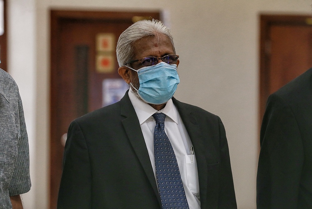 Prosecution witness Muralidharan Balan Pillai is pictured at the Kuala Lumpur Court Complex August 12, 2020. ― Picture by Ahmad Zamzahuri