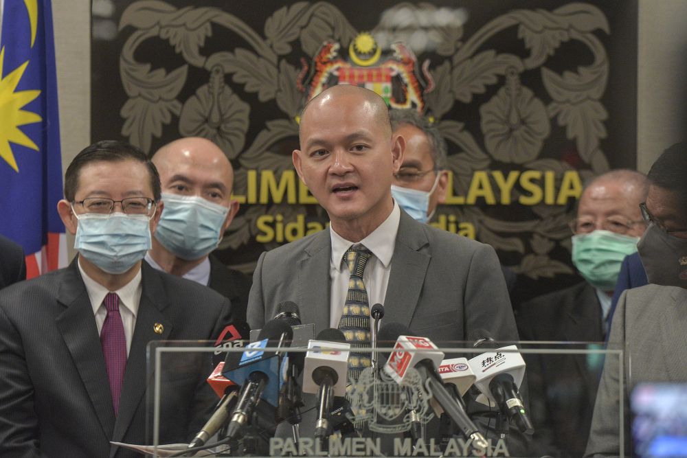 Bangi MP Ong Kian Ming speaks to reporters during a press conference in Parliament, Kuala Lumpur August 27, 2020. u00e2u20acu201d Picture by Shafwan Zaidon