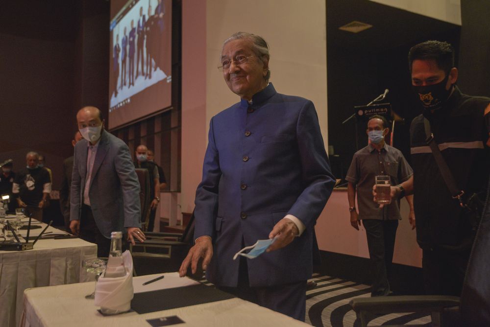Tun Dr Mahathir Mohamad arrives for a media conference at the Pullman Kuala Lumpur in Bangsar August 7, 2020. u00e2u20acu201d Picture by Shafwan Zaidon