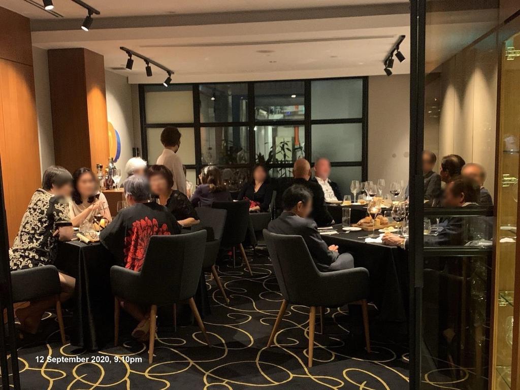 15 individuals found inside a restaurant at 39 Hong Kong Street were seated across four tables and intermingling on September 12, 2020 at 9.10pm. u00e2u20acu2022 TODAY pic