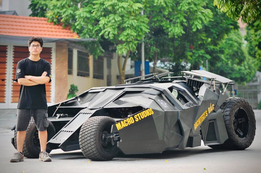 Architecture student Nguyen Dac Chung, 23, with his Batmobile. u00e2u20acu201d Picture via Facebook/Nguyen Dac Chung