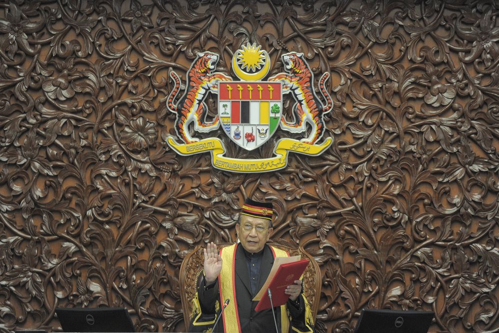 Tan Sri Rais Yatim is sworn in as the new Dewan Negara Speaker at Parliament, Kuala Lumpur on September 2, 2020. u00e2u20acu2022 Picture by Shafwan Zaidon