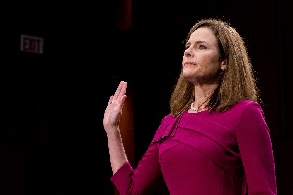 US Supreme Court nominee Amy Coney Barrett is sworn in during her confirmation hearing before the Senate Judiciary Committee on Capitol Hill in Washington October 12, 2020. u00e2u20acu201d Reuters pic