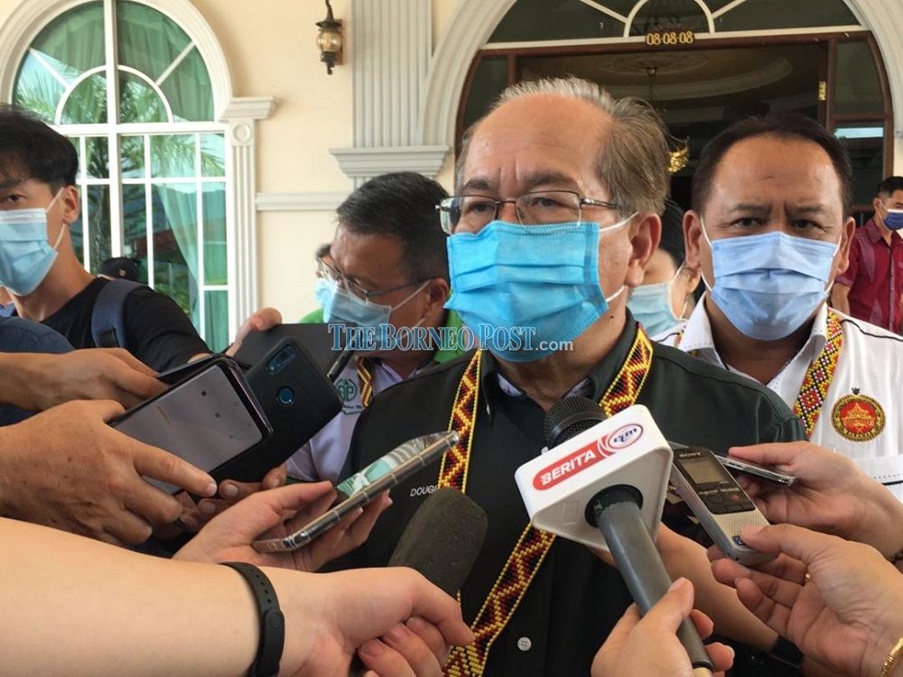 Uggah speaking to reporters in Bau October 24, 2020. u00e2u20acu201d Borneo Post Online pic