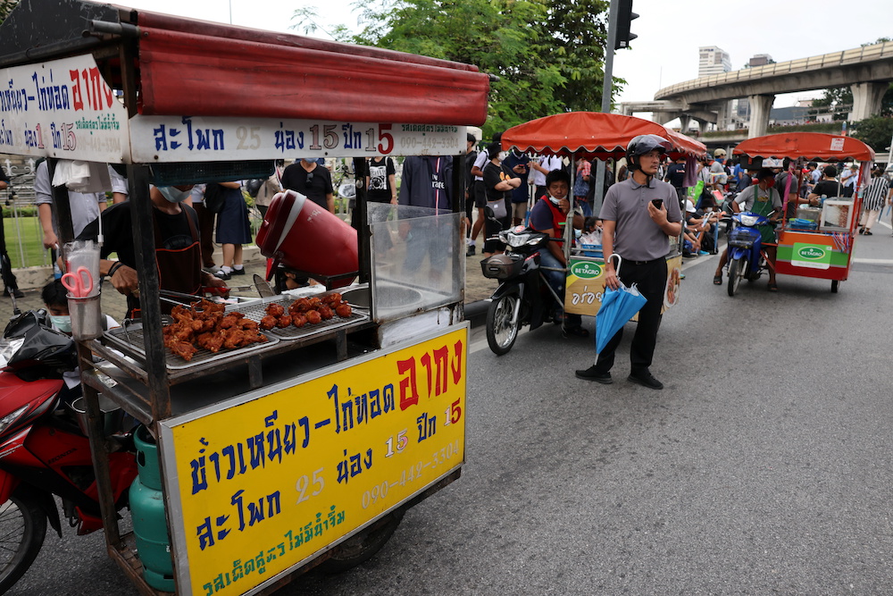 Food trucks are seen ahead of an anti-government protest in Bangkok, Thailand October 21, 2020. u00e2u20acu201d Reuters pic