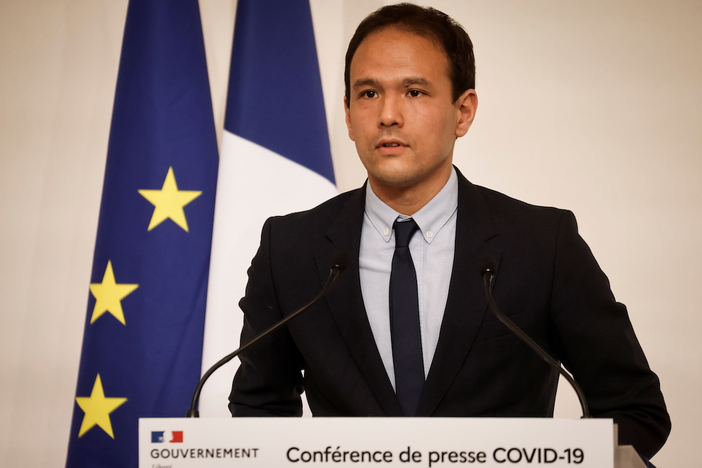 French Junior Minister for Digital Transition and Electronic Communication Cedric O delivers a speech during a news conference on the new Covid-19 measures in Paris, France October 22, 2020. u00e2u20acu201d Ludovic Marin/Pool via Reuters