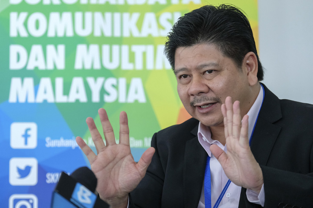 Malaysian Communications and Multimedia Commission (MCMC) chairman Fadhlullah Suhaimi Abdul Malek speaks to reporters in Putrajaya October 12, 2020. — Bernama pic