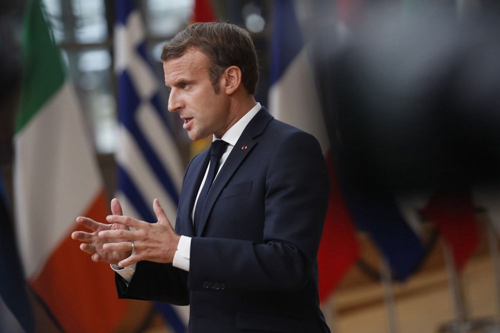 French President Emmanuel Macron speaks on camera as he arrives for a European Union (EU) summit at the European Council Building in Brussels on October 1, 2020. u00e2u20acu201d AFP pic