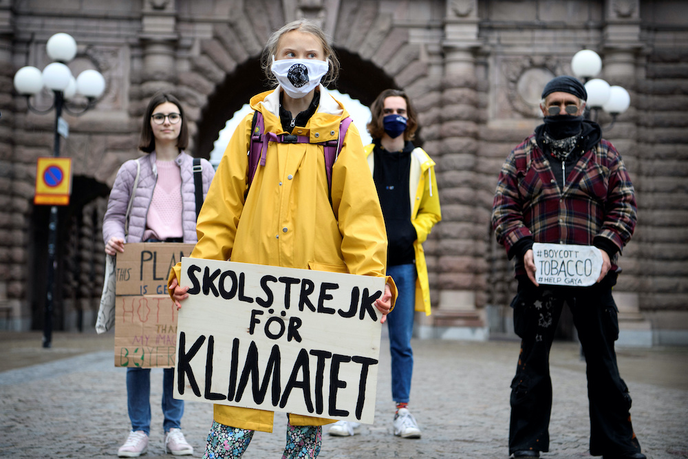 Swedish climate activist Greta Thunberg attends a Fridays For Future protest at the Swedish Parliament (Riksdagen) in Stockholm, Sweden October 9, 2020. u00e2u20acu2022 Reuters picnnnn