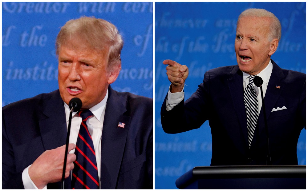 A combination picture shows US President Donald Trump and Democratic presidential nominee Joe Biden speaking during the first 2020 presidential campaign debate in Cleveland, Ohio September 29, 2020. u00e2u20acu2022 Reuters file pic