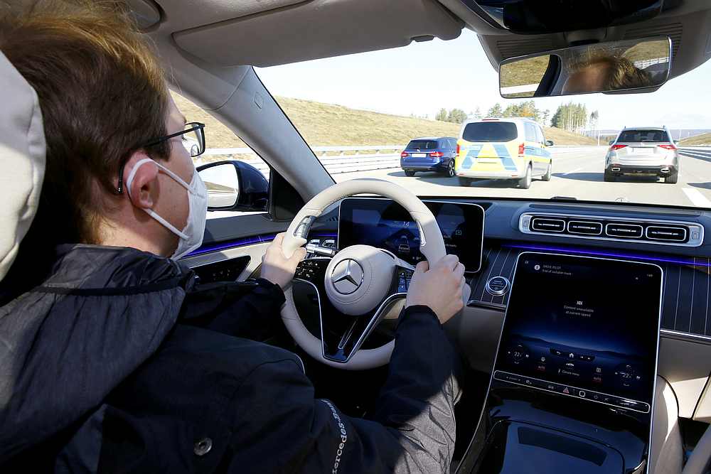A Daimler employee takes over steering of a new Mercedes-Benz S-Class limousine as the Drive Pilot Level 3 autonomous system was interupted at the test centre near Immendingen, Germany October 14, 2020. u00e2u20acu201d Reuters pic