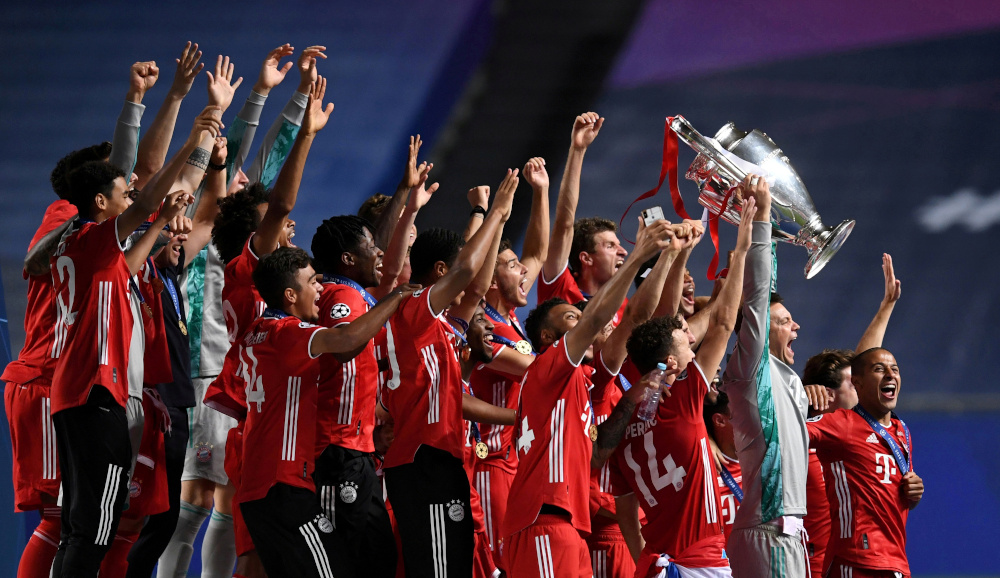 Bayern Munich celebrate winning the Champions League with the trophy, as play resumes behind closed doors following the outbreak of the coronavirus disease at Estadio da Luz in Lisbon, August 23, 2020. u00e2u20acu201d Reuters pic 