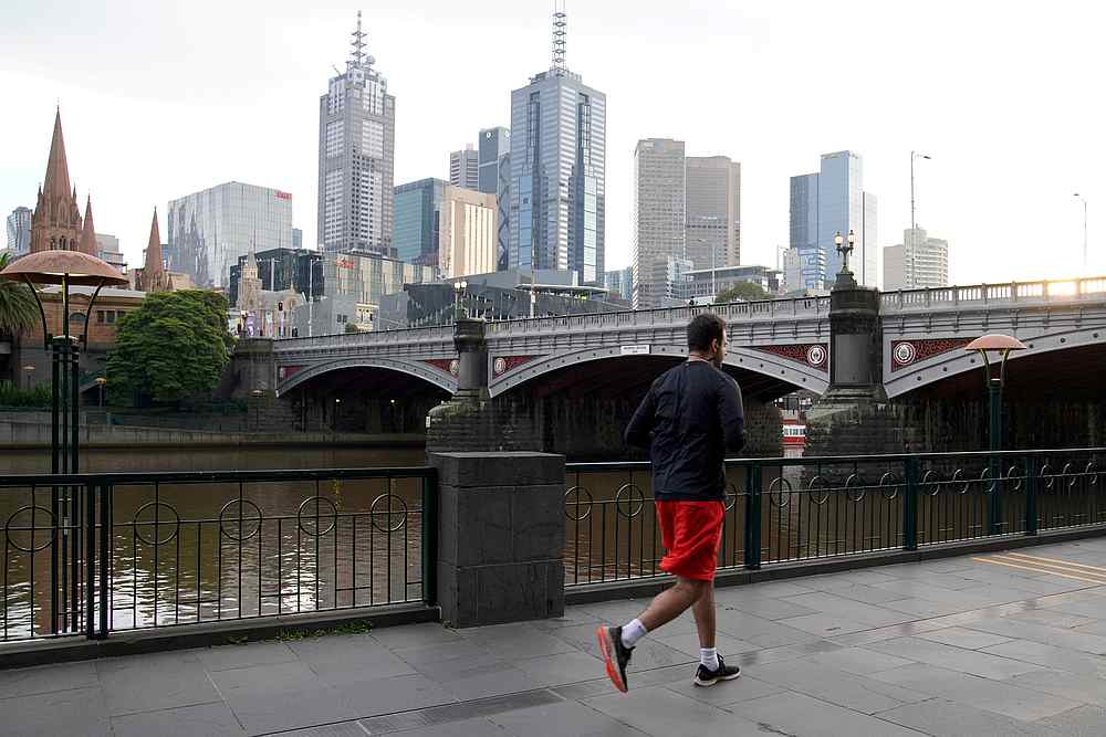 A man runs along a waterway after lockdown restrictions were imposed in response to the Covid-19 outbreak in Melbourne, Australia July 10, 2020. u00e2u20acu201d Reuters pic