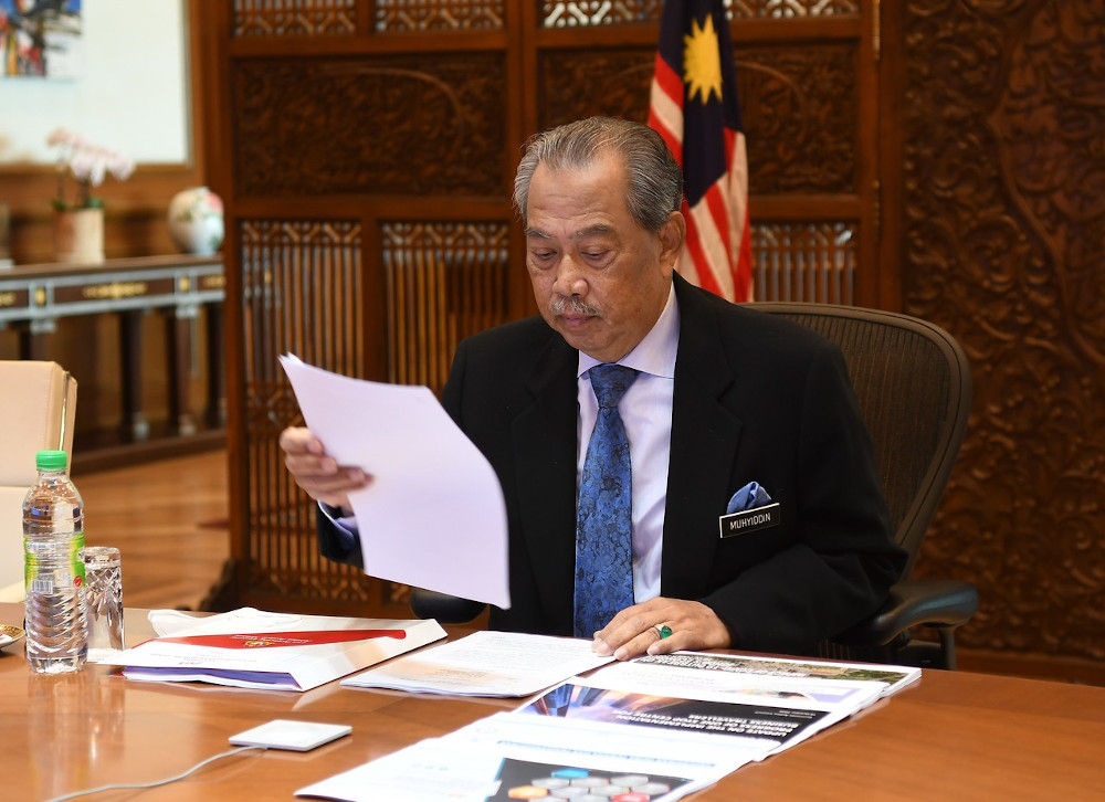 Prime Minister Tan Sri Muhyiddin Yassin chairing the National Security Council special meeting at his office in Putrajaya October 19, 2020. u00e2u20acu201d Bernama pic 