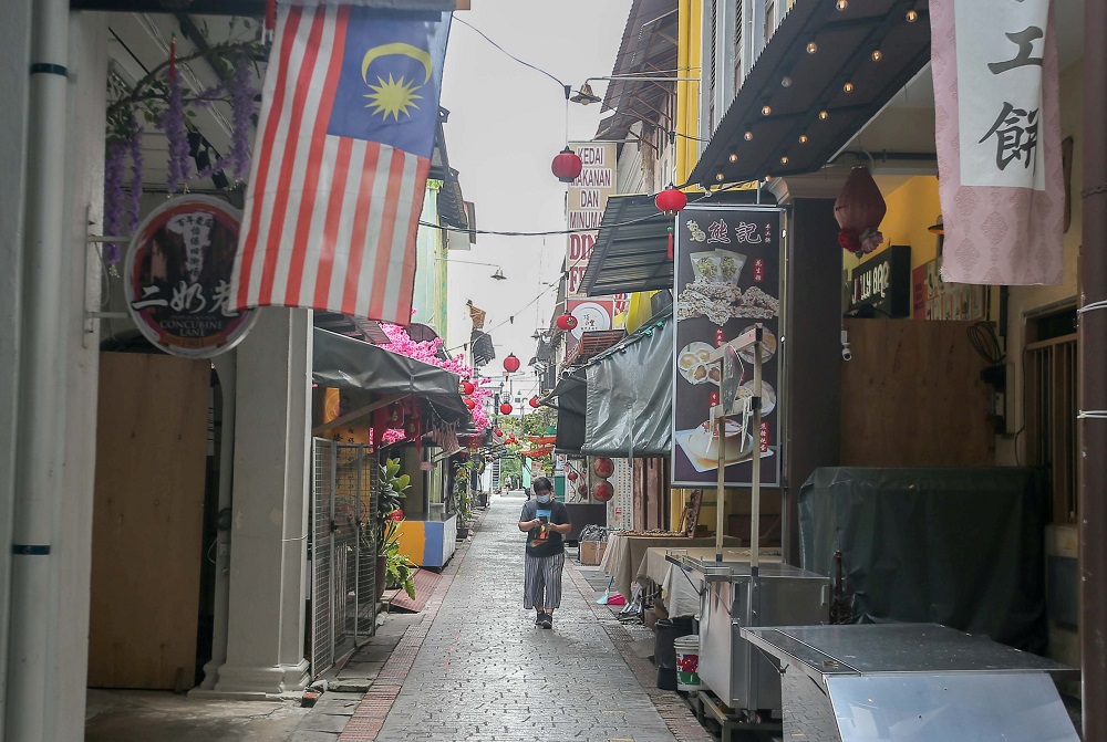 The Concubine Lane which used to be packed with visitors is now deserted following the implementation of the conditional movement control order in Ipoh November 12, 2020. u00e2u20acu201d Picture by Farhan Najib