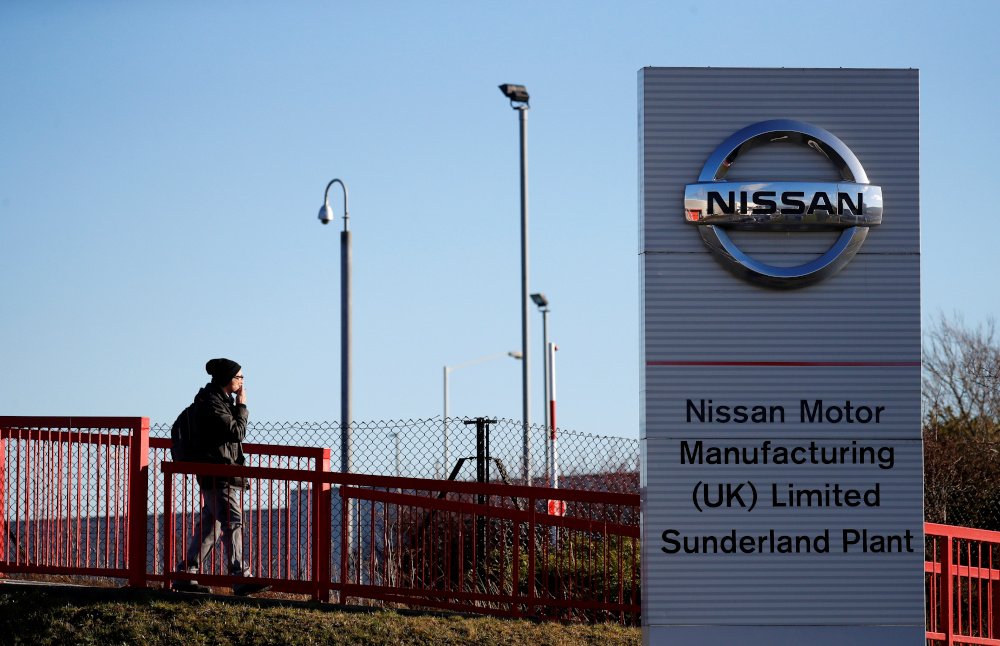 A man walks past a sign at the Nissan car plant in Sunderland, Britain February 4, 2019. u00e2u20acu201d Reuters pic 