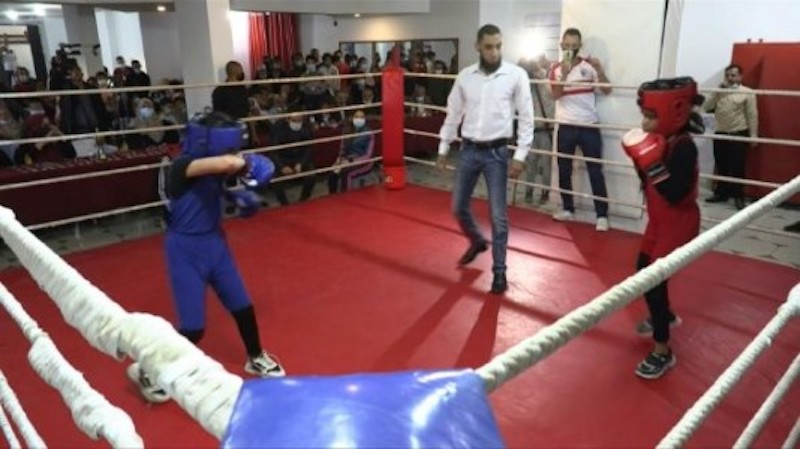 Girls storm the boxing ring in Gaza Strip gym. u00e2u20acu201d AFP-Relaxnews pic