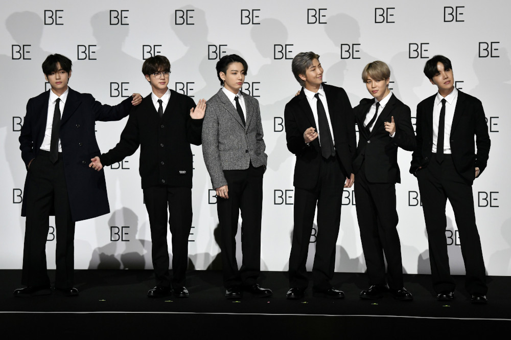 (From left) South Korean K-pop boy band BTS members V, Jin, Jung Kook, RM, Jimin and J-Hope pose for a photo session during a press conference on BTS new album u00e2u20acu02dcBE (Deluxe Edition)u00e2u20acu2122 in Seoul November 20, 2020. u00e2u20acu201d AFP picnn