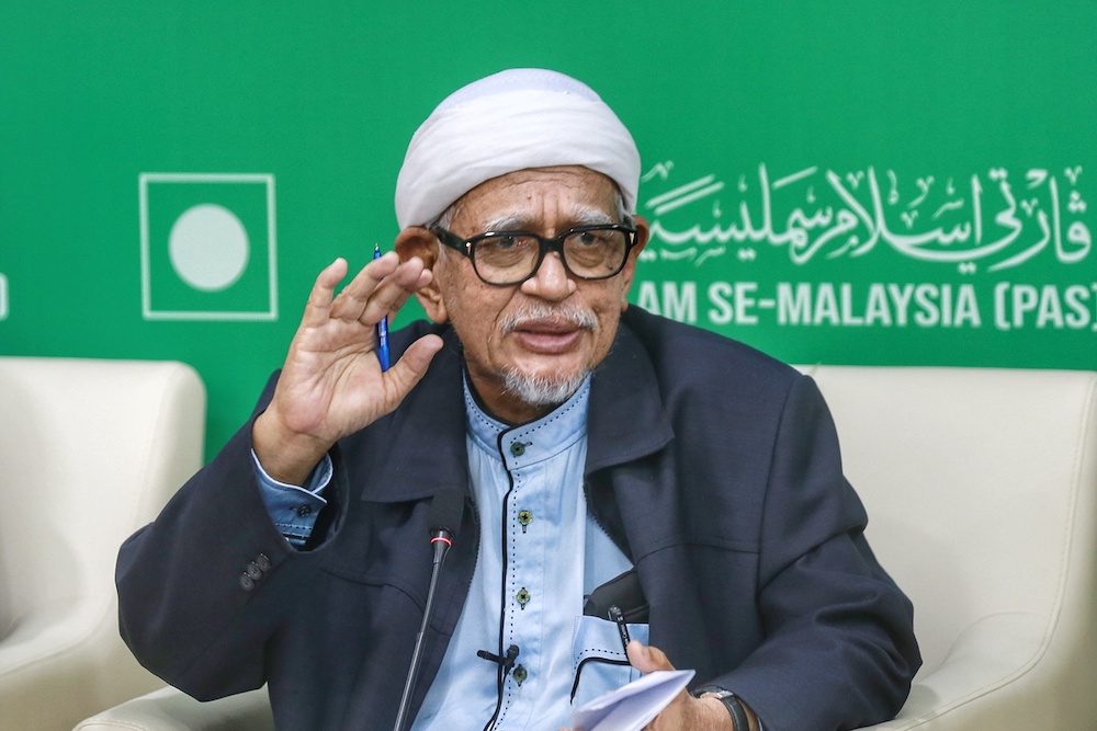 PAS President Datuk Seri Abdul Hadi Awang speaks during a dialogue session with the media at the PAS headquarters in Kuala Lumpur December 13, 2020. — Picture by Ahmad Zamzahuri