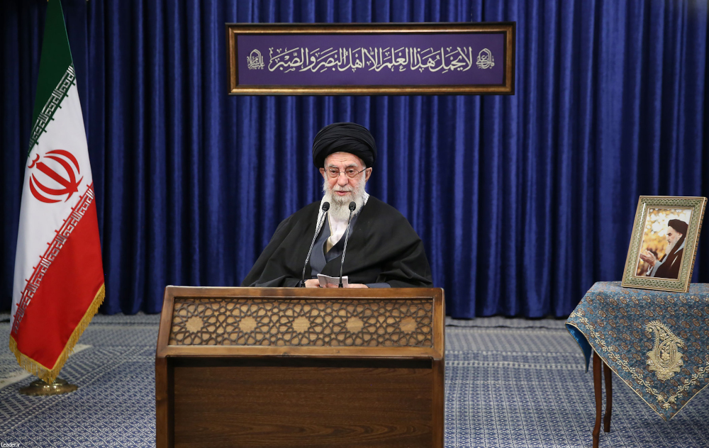Iranu00e2u20acu2122s Supreme Leader Ayatollah Ali Khamenei delivering a televised speech on the occasion of the 43rd anniversary of 1978 revolt in Qom which ignited the Iranian Revolution, January 8, 2021. u00e2u20acu201d Iranu00e2u20acu2122s Supreme Leader handout pic via AFP 