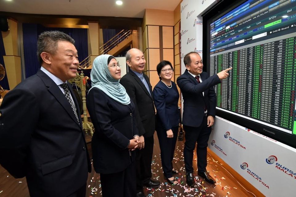 Tan Eng Kee (right) during Greatech Technology Berhad’s listing on the ACE market of Bursa Malaysia June 13, 2019. — Picture from Facebook/ Greatech Technology Berhad