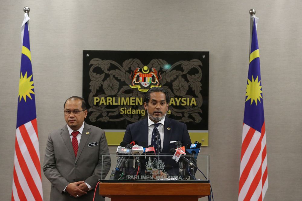 Science, Technology and Innovation Minister Khairy Jamaluddin speaks during a press conference at Parliament in Kuala Lumpur January 5, 2021. u00e2u20acu201d Picture by Yusof Mat Isa