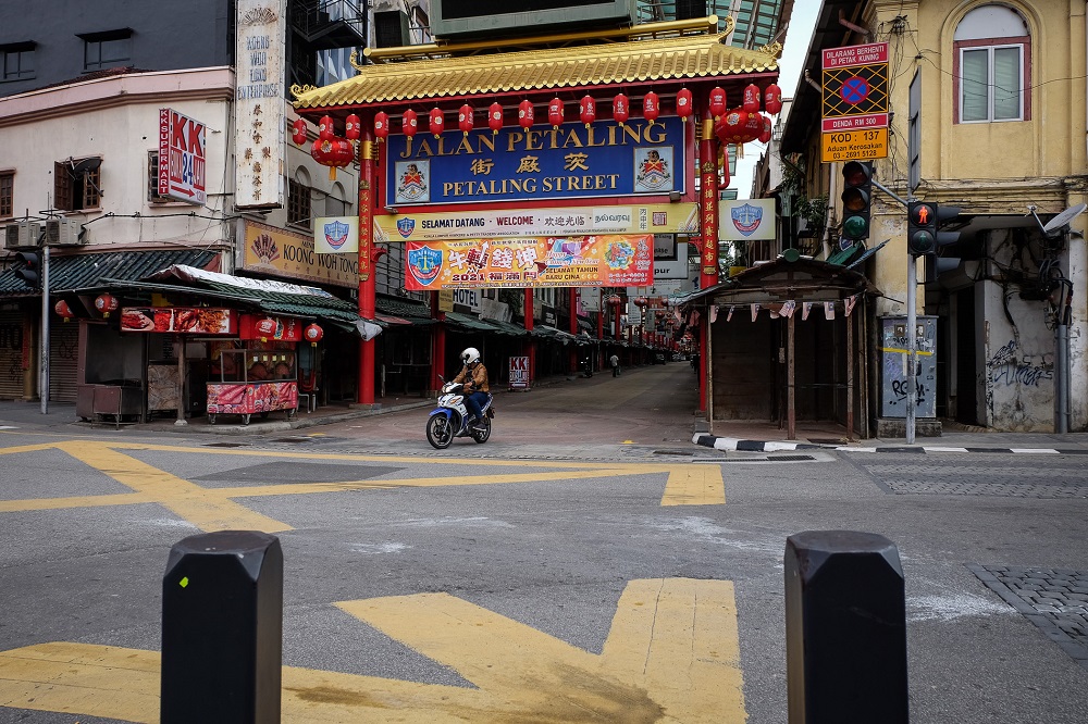 A general view of Petaling Street on Day 1 of the movement control order (MCO) in Kuala Lumpur January 13, 2021. u00e2u20acu2022 Picture by Yusof Mat Isa