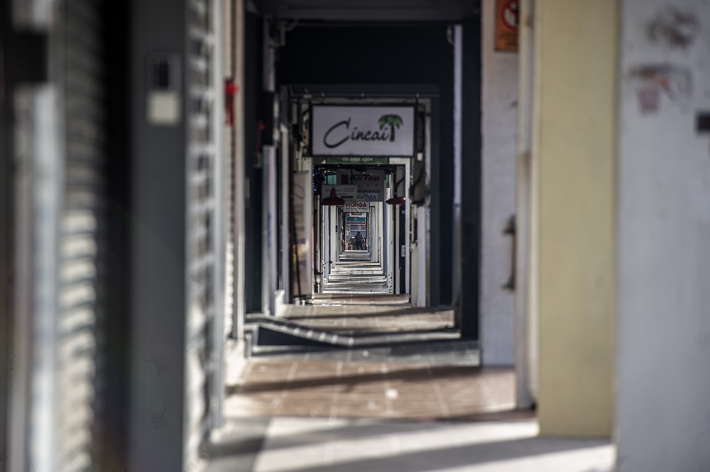 A row of shops that are closed are seen in SS15 on Day 1 of the movement control order (MCO) in Kuala Lumpur January 13, 2021. u00e2u20acu2022 Picture by Shafwan Zaidon