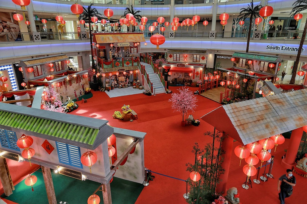 Chinese New Year decorations are seen at The Curve in Petaling Jaya February 6, 2021. — Picture by Ahmad Zamzahuri