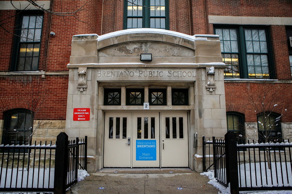 An exterior view shows Brentano Elementary Math & Science Academy in Chicago's Logan Square neighbourhood. Chicago Public Schools suspended in-person learning due to concerns around the Covid-19 precautions, January 27, 2021. u00e2u20acu2022 Reuters pic