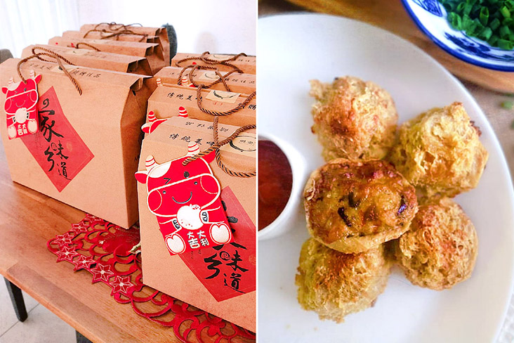 These Chinese New Year gift packs (left) include their fan favourite ‘lion head’ ('shīzi tóu').