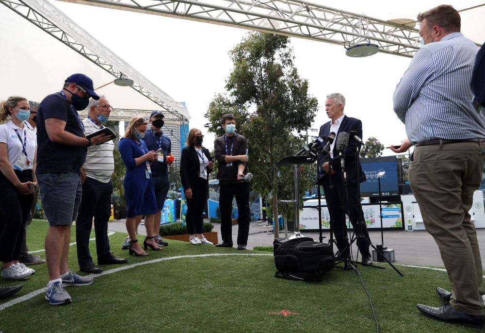 Craig Tiley, CEO of Tennis Australia speaks to media during a press conference at Melbourne Park February 4, 2021. u00e2u20acu2022 Reuters pic