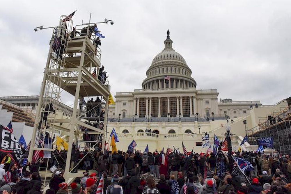 Supporters of US President Donald Trump gather in front of the US Capitol Building in Washington, US, January 6, 2021. — Reuters pic