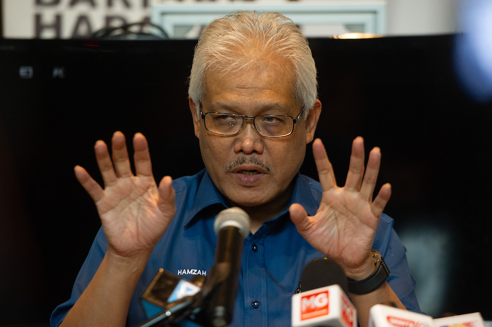 File photo of Minister of Home Affairs Datuk Seri Hamzah bin Zainudin in Putrajaya, March 18, 2021. — Picture by Shafwan Zaidon