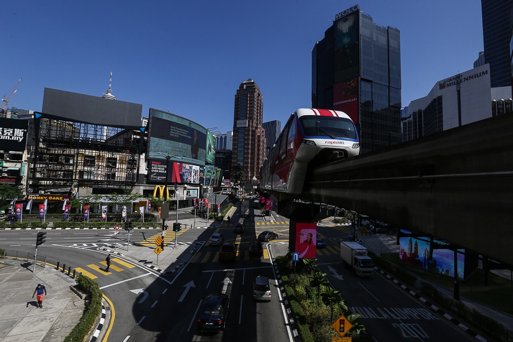 A general of view of the traffic at Bukit Bintang during the conditional movement control order in Kuala Lumpur March 5, 2021. u00e2u20acu201d Picture by Yusof Mat Isa