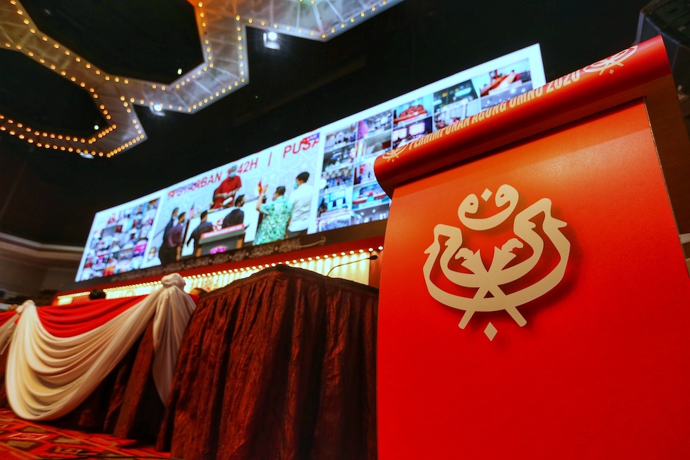 Preparations are underway for the upcoming Umno annual general meeting in PWTC, Kuala Lumpur March 25, 2021. u00e2u20acu201d Picture by Ahmad Zamzahuri