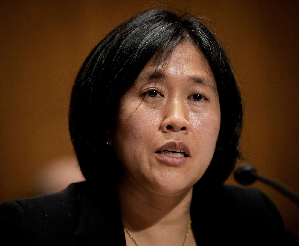 Katherine C. Tai addresses the Senate Finance committee hearings to examine her nomination to be United States Trade Representative, with the rank of ambassador, in Washington, DC February 25, 2021. — Reuters pic