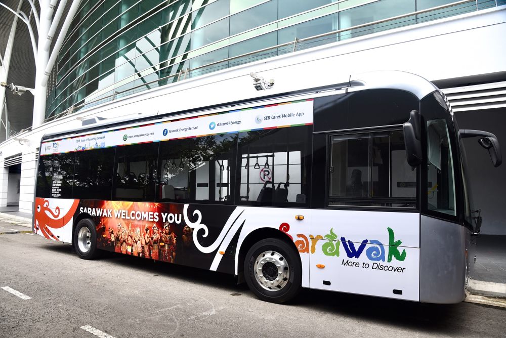 One of the electric-powered buses to boost Sarawaku00e2u20acu2122s domestic tourism industry March 2, 2021. u00e2u20acu201d Picture courtesy of the Sarawak Information Department