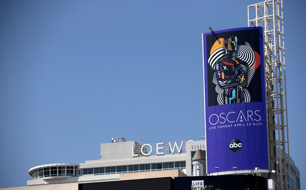 An Oscars billboard is pictured by the Hollywood and Highland complex ahead of the 93rd Academy Awards in Los Angeles, California April 20, 2021. u00e2u20acu2022 Reuters pic