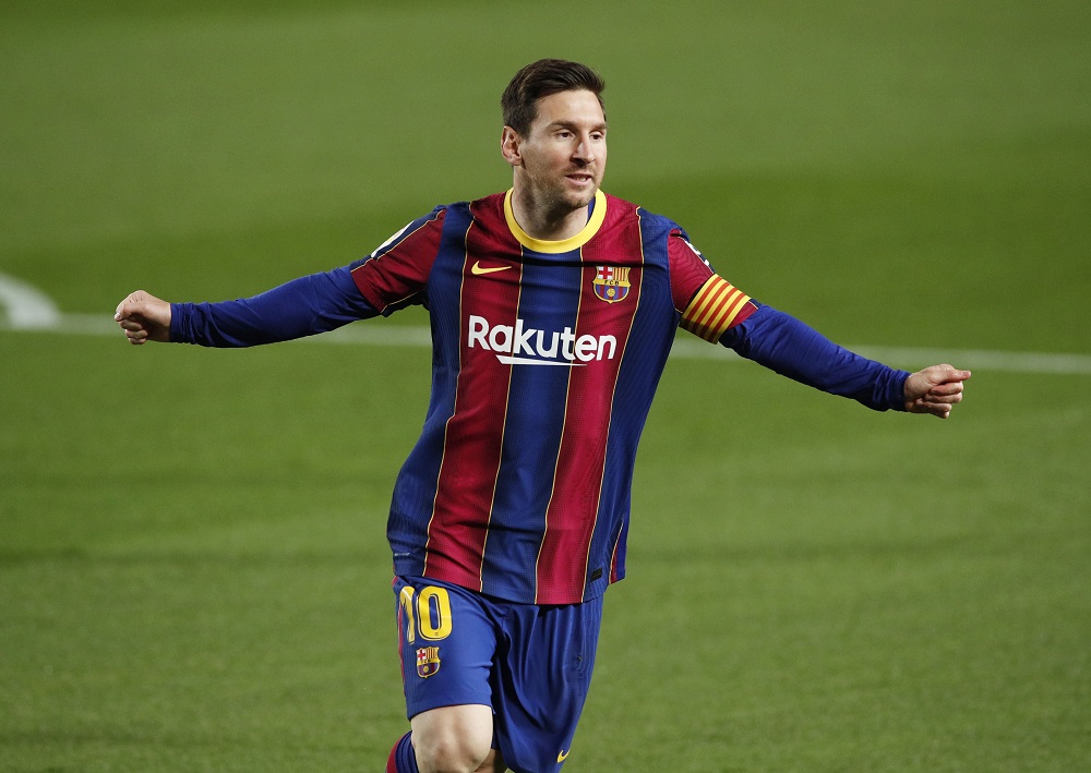 Barcelona's Lionel Messi celebrates after scoring the first goal against Getafe April 23, 2021. u00e2u20acu2022 Reuters pic