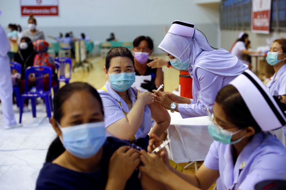 People receive the Sinovac Covid-19 vaccine as the Thai resort island of Phuket ahead of a July 1 ending of strict quarantine for overseas visitors April 1, 2021. u00e2u20acu201d Reuters pic
