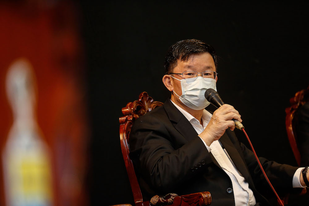 Penang Chief Minister Chow Kon Yeow delivers his speech at the launch of Penang E-Learning Program 2.0 in Komtar, George Town May 7, 2021. u00e2u20acu201d Picture by Sayuti Zainudin