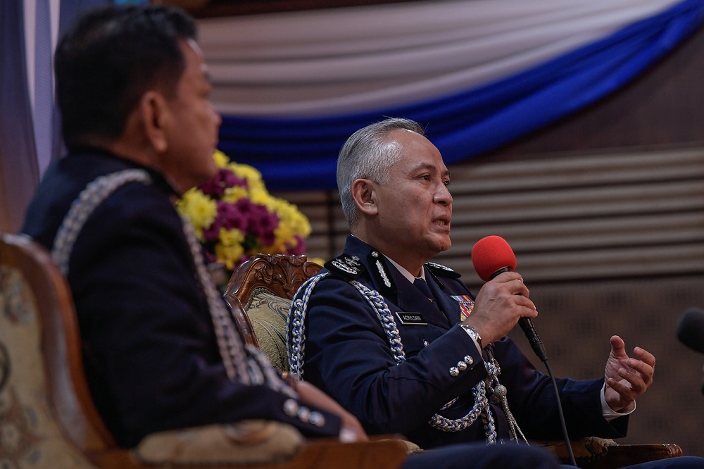 Datuk Seri Acryl Sani Abdullah Sani (right) was officially appointed as Inspector-General of Police yesterday. ― Bernama pic