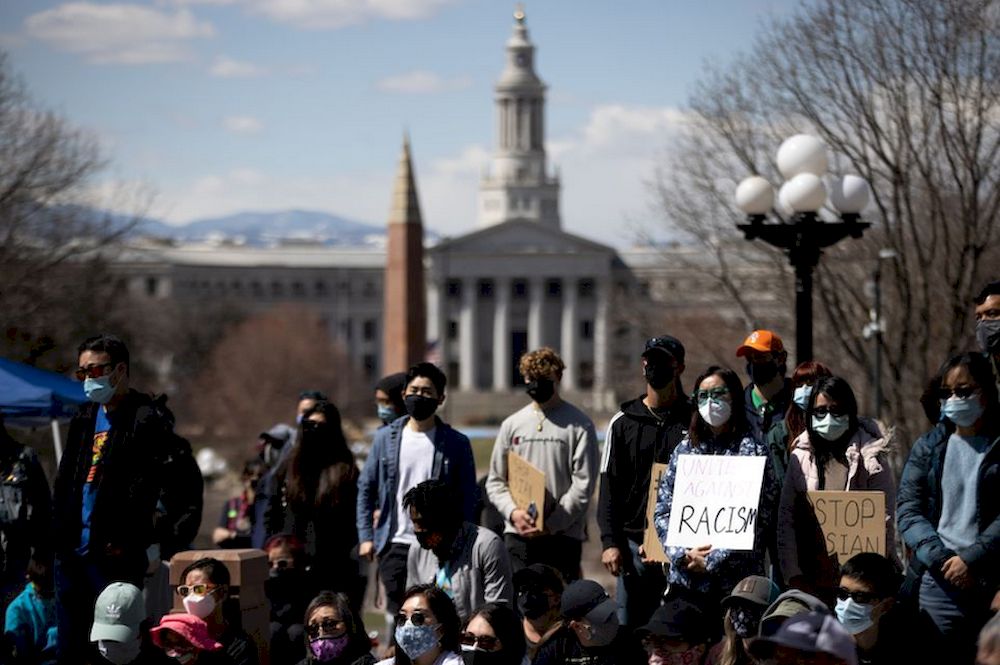 Hundreds gather at the Colorado State Capitol for a rally against anti-Asian hate crimes and to help heal as a community in Denver Colorado, US, March 27, 2021. u00e2u20acu201d Reuters pic