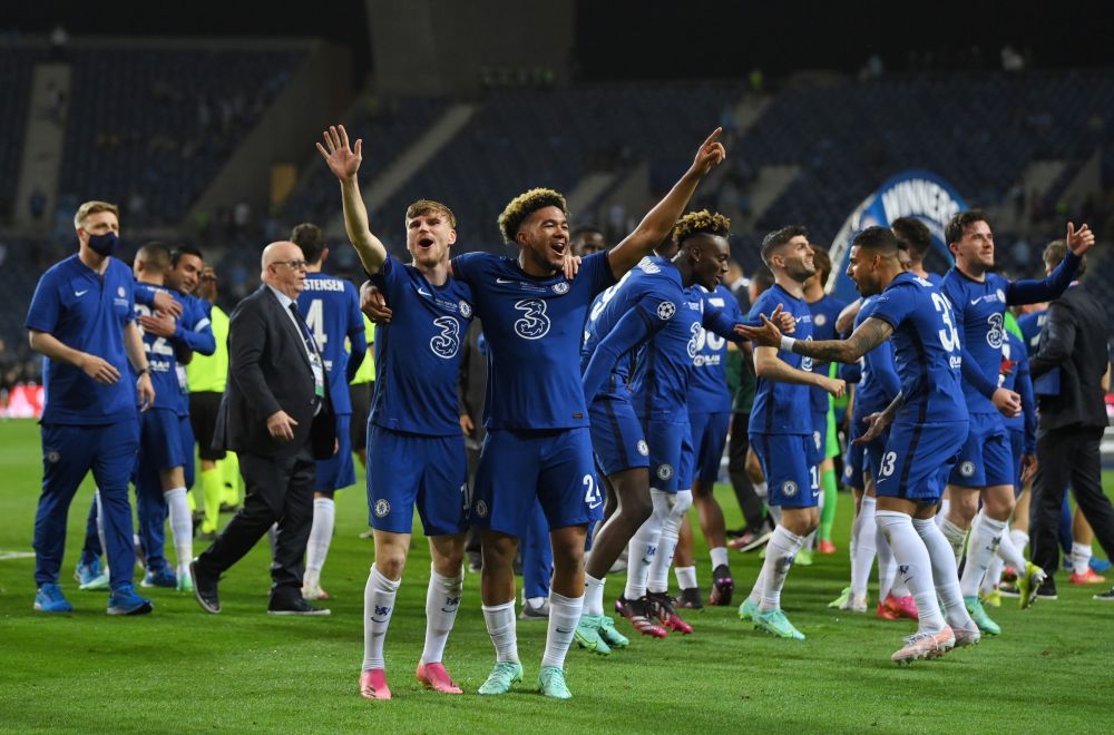Chelsea players celebrate after beating Manchester City to win the Champions League at Estadio do Dragao, Porto May 29, 2021. u00e2u20acu201d Reuters pic