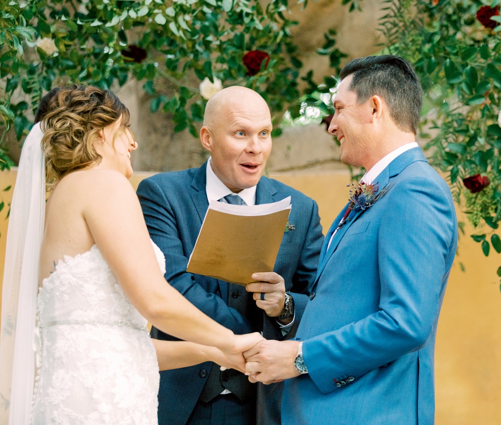 Geno Bonnalie officiating the wedding for Joel Dahmen and wife Lona. ― Picture courtesy of Joel Dahmen