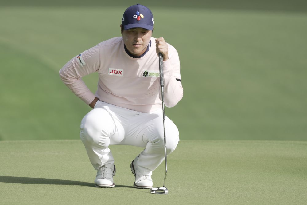 File picture shows Lee Kyoung-Hoon looking over the green on 8 during the first round of the Wells Fargo Championship golf tournament May 6, 2021. — Reuters pic