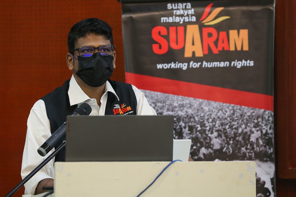 Suaram executive director Sevan Doriasamy speaks during a question and answer session in Kuala Lumpur May 4, 2021. u00e2u20acu2022 Picture by Yusof Mat Isa